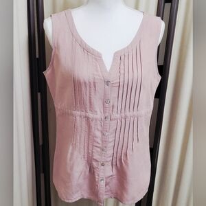 Van Heusen Blush Pink Sleeveless Pintuck Blouse | Size Medium
